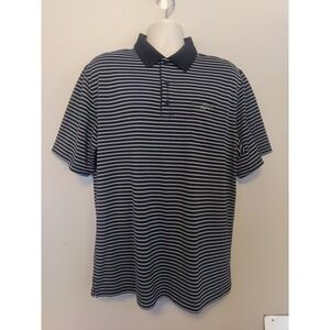 Greg Norman Tasso Elba Black White Stripe Golf Five Iron Playdry Polo Shirt Sz L